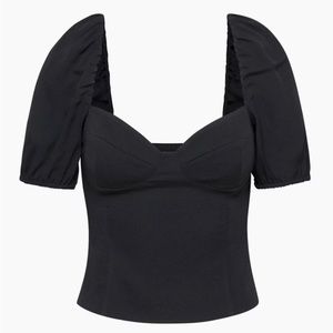 NWT Aritzia Wilfred Novella Shortsleeve Black Blouse - Size 2XS